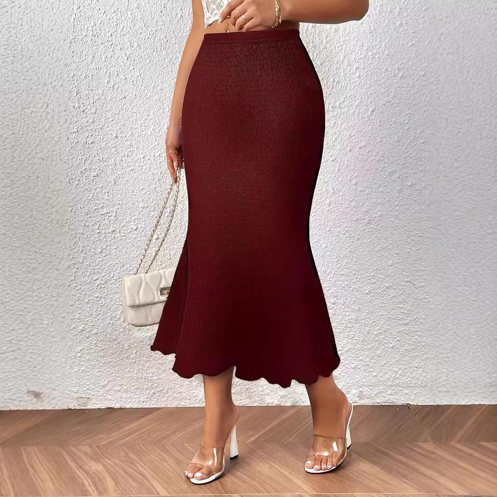 Gonna da Donna 2024 Nuova Moda Elegante Lavorata a Maglia Jacquard Elastica Hip Wrap Gonna a Sirena Mezza Gonna Gonna Lunga
