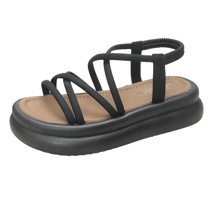 Fashion Summer Flats Platform Women Sandal Shoes New Trend Open Toe Dress Shoes 2025 Designer Casual Walking Shoes Shallow Zapatos Mujer