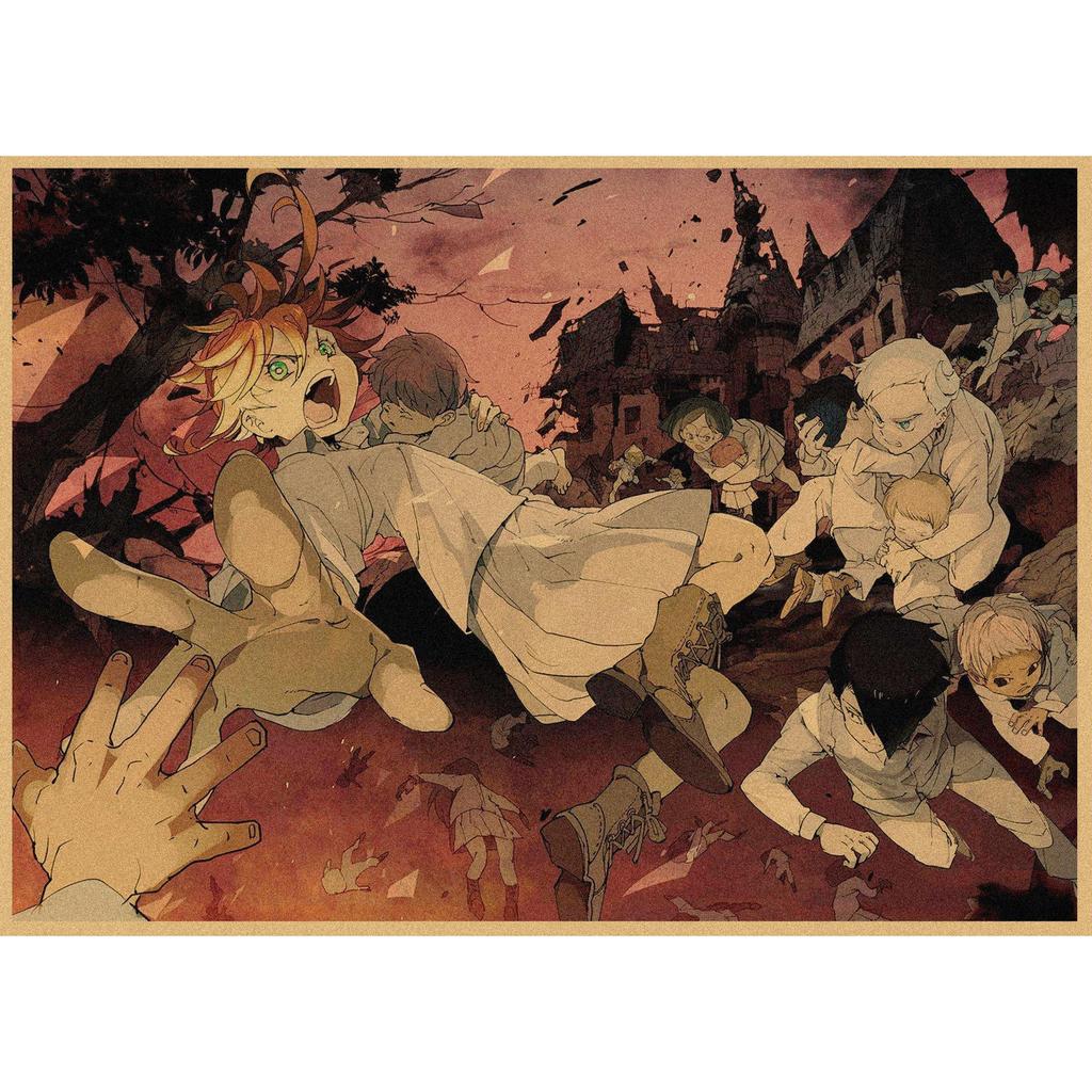 The Promised Neverland Anime Retro Kraft Paper Poster - Decorative Wall Art
