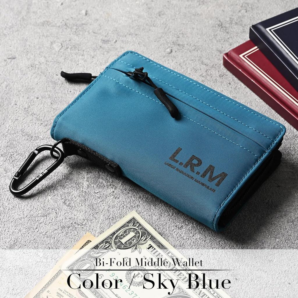 NARU Bifold Large Coin Card Mini Wallet for and and Cool Men's Wallet, Compact, Water-Repellent, Nylon, L-Shaped Zipper, Carabiner, Capacity, Thin,