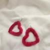 Hollow Heart Pendant Earring Sweet Cool Plush Heart Charm Earrings Temperament Small Hoop Earrings Fashion Jewelry