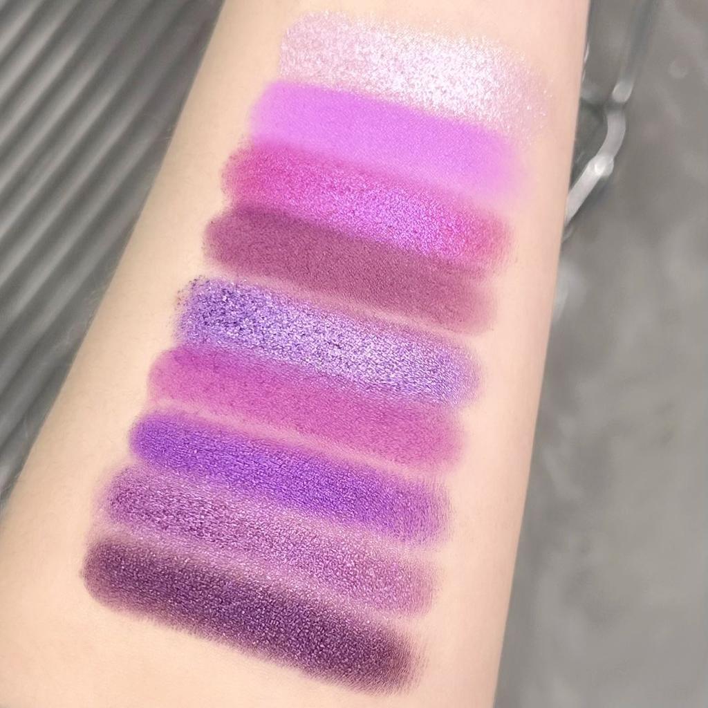 Purple Eye Shadow 9 Colors Smoke Violet Stage Makeup Pearlescent Matte Nine-square Grid Color Eye Shadow Palette