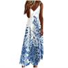Women's Fashion Casual Sexy Printed V Neck Adjustable Straps A Line Dress