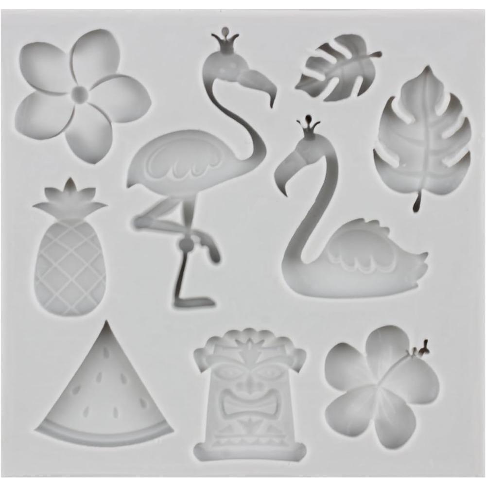 Hawaiian Indian Fondant Mould Summer Tropical Palm Leaves Flower Flamingo Maiden Silicone Moulds Cake Decorating Tools Candy Polymer Clay Moulds