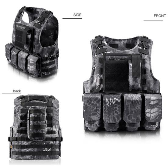 Dětská taktická vesta s více kapsami, nastavitelná plátěná vesta, venkovní bojová vesta pro chlapce a dívky, pro hraní rolí, lov, tréninkové vybavení