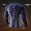 Men's Seamless Fitness Compression Top: Long Sleeve, Quick Dry, Elastic for Muscle Definition.