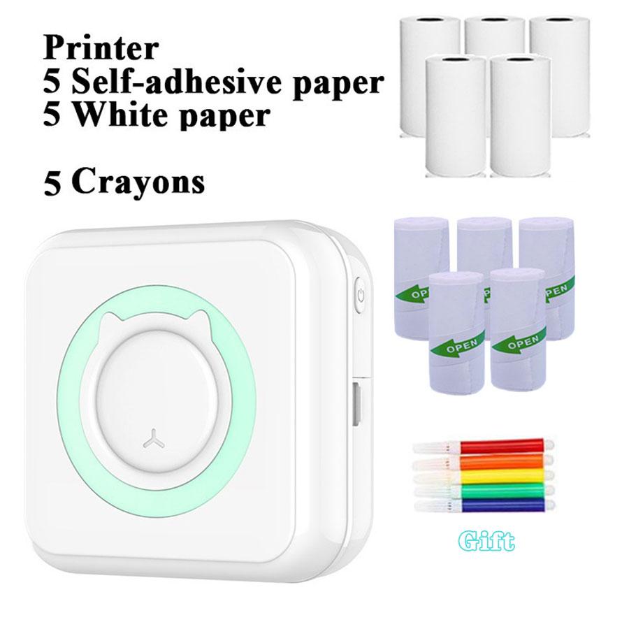 Portable Printer Bluetooth Connection Inkless Thermal Student Pocket Mini Label Printer School Office Supplies Stationery