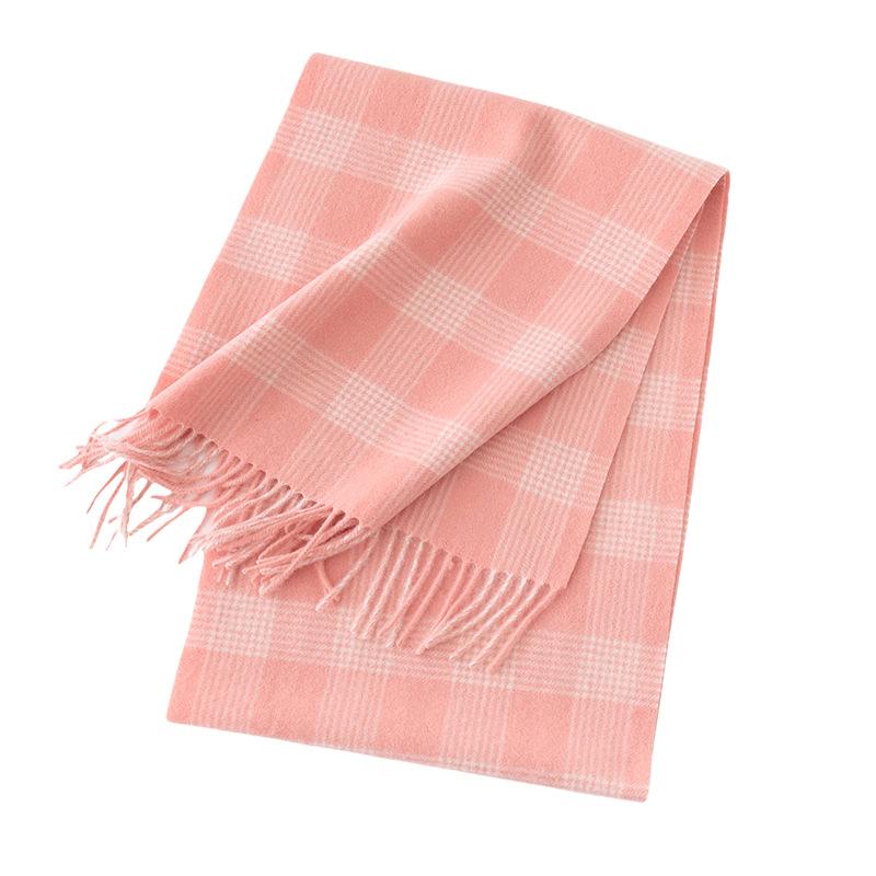 100% Sheep Wool Scarf Winter Warm Premium Thickened Men's Women's Versatile Checkered Wholesale