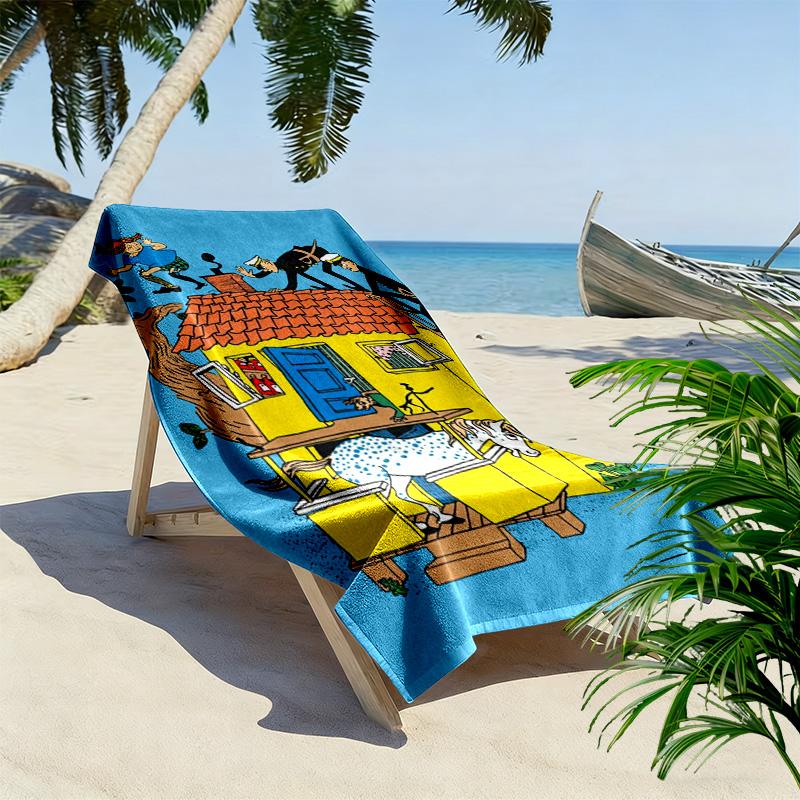 Pippi Longstocking Print Beach Towel, Large Soft Quick Dry Towel for Beach Camping Swimming