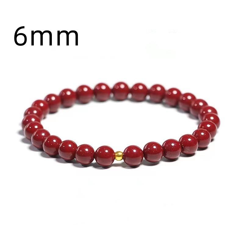 Lucky Imitation of Hotan Jade Cinnabar Red Gold Color Bead Natural Stone Beaded Bracelet for Women Bracelet Party Good Luck Gift