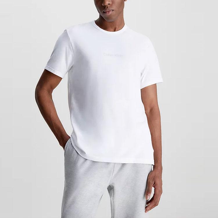 Calvin Klein Solid Color Letter Logo Print Round Neck Short Sleeve T-Shirt Men Tops White 000NM2170E-100