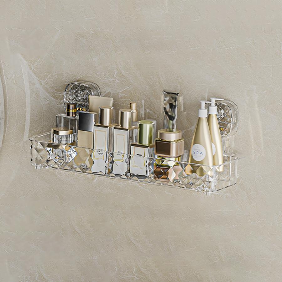 

Стеллаж для хранения душевых кабинок, прозрачные полки для ванной комнаты, с присоской без сверления, настенный органайзер для душевой стойки чистый