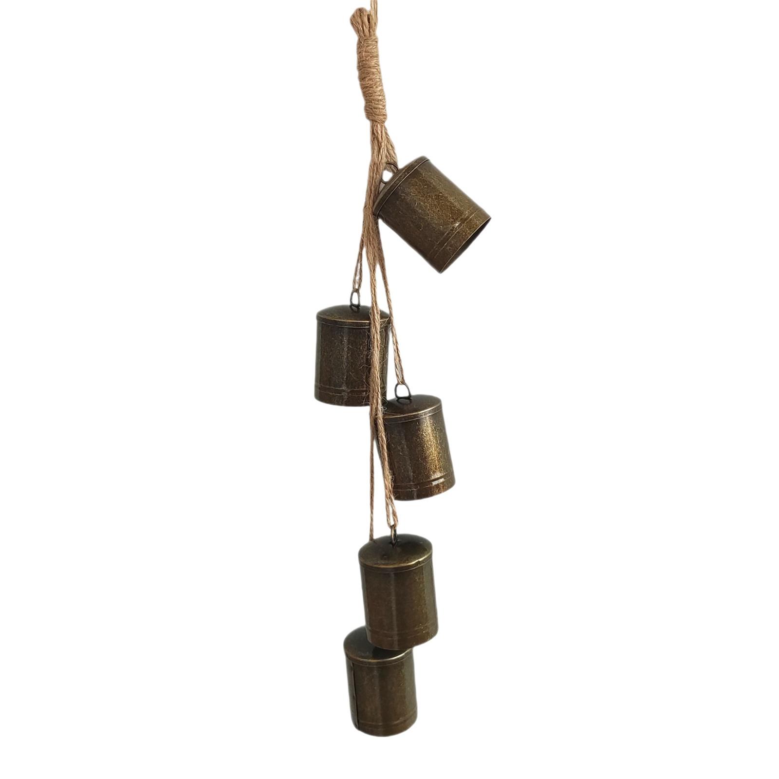 

Handcrafted Metal Hanging Wind Chimes Outdoor Indoor Rustic Garden Decor with Five Bells for Home Patio Balcony Porch