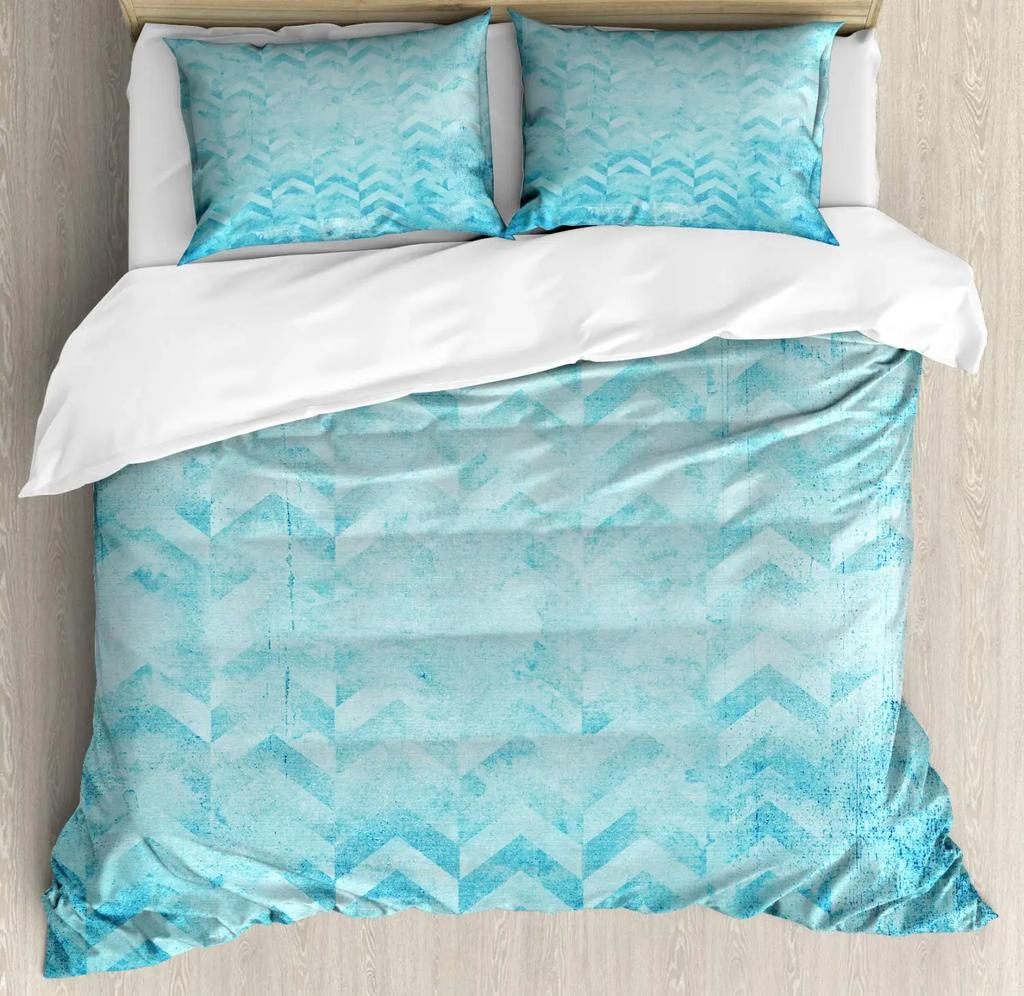 Turquoise Duvet Cover Set Retro Floral Background With Hibiscus Silhouettes Dramatic Romantic Nature Art Polyester Duvet Cover