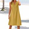 Women's cotton and linen dress summer sleeveless comfortable travel beach dress fashionable spring and summer vacation wear