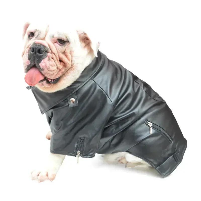 Leather Dog Coat Jacket Winter French Bulldog Clothes Outfit Garment English Bulldog American Bully Pitbull Clothing Dropship B-S
