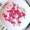 10 Pcs Enamelled Animal Flamingo Talisman Pendant DIY Accessories for Wedding Birthday Parties