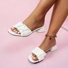 Women Summer New Chunky Heel Slippers Fashion Pleated Square Toe  Women Sandals Casual Elegant Ladies Dress Sandals Women Shoes