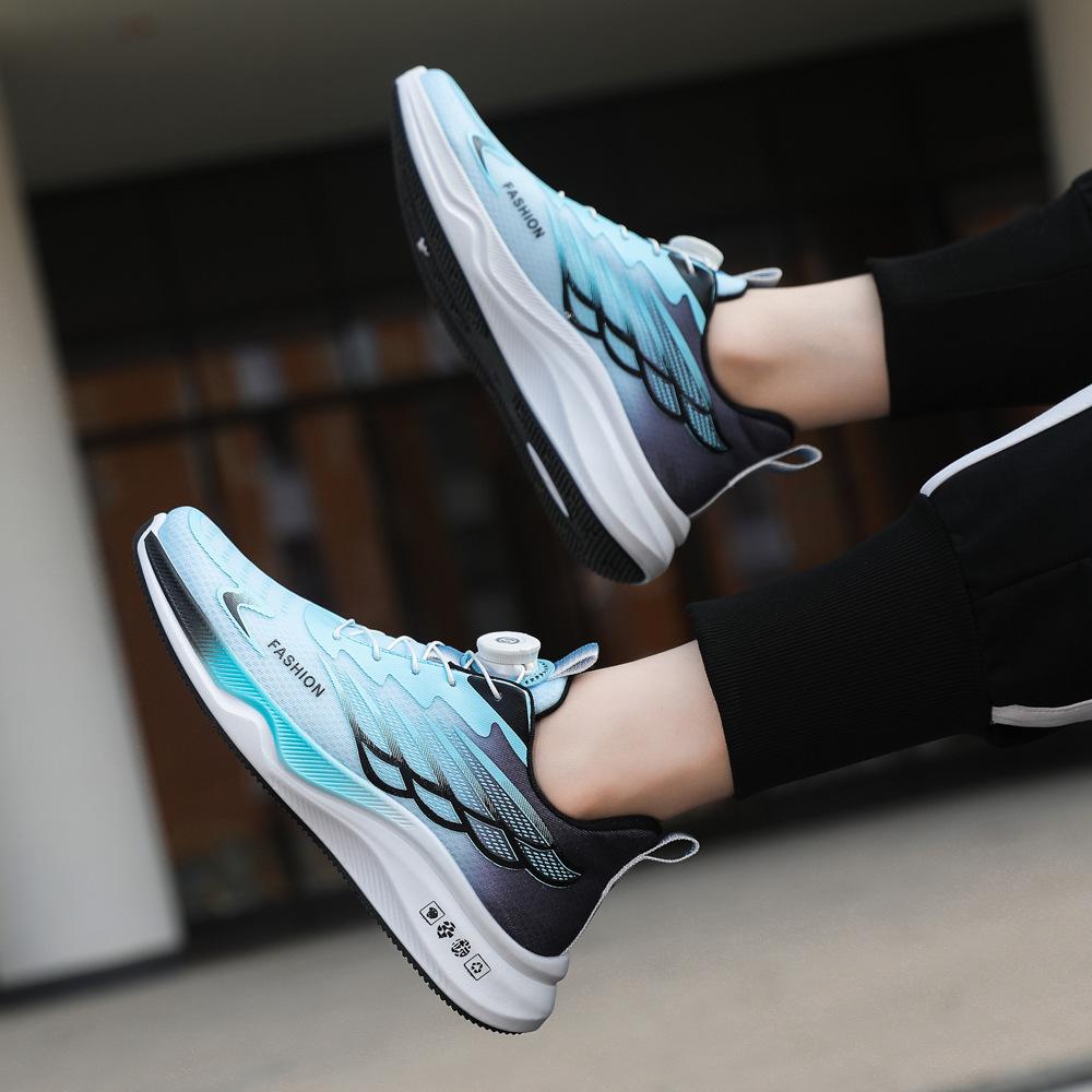 Men's Shoes 2025 Spring New Sports Shoes Breathable and Lightweight Teenagers Rotating Button Running Shoes Sports Dad Shoes