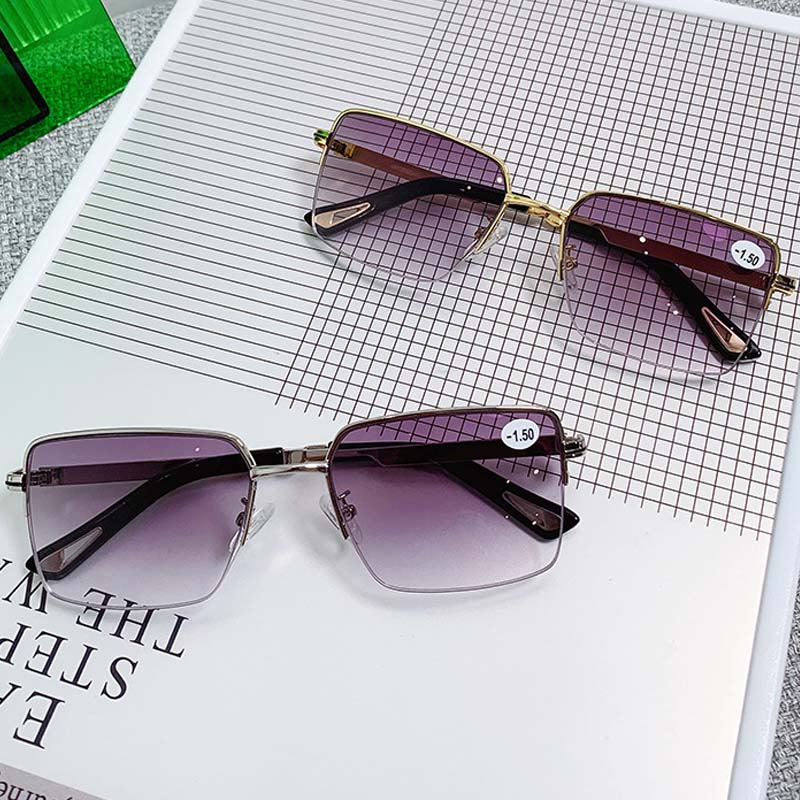 Gradient Myopia Glasses Square Blue Light Blocking Eyewear Unisex Luxury Frame Near Sight Diopter Eyeglasses Trendy