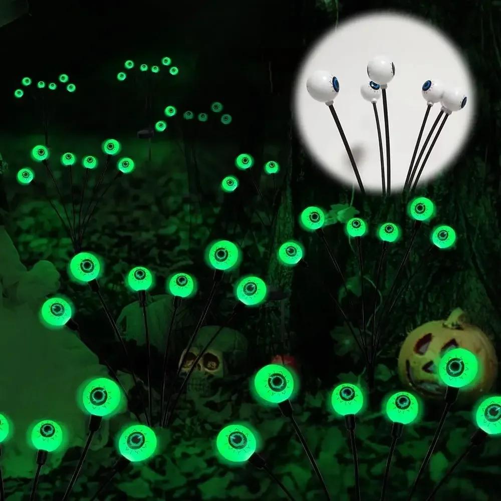 1Pack Wind-Powered Eye Bulbs with 6 Solar-Powered LED Bulbs  Halloween-Themed Outdoor Garden Decor for Yard Lawn Halloween