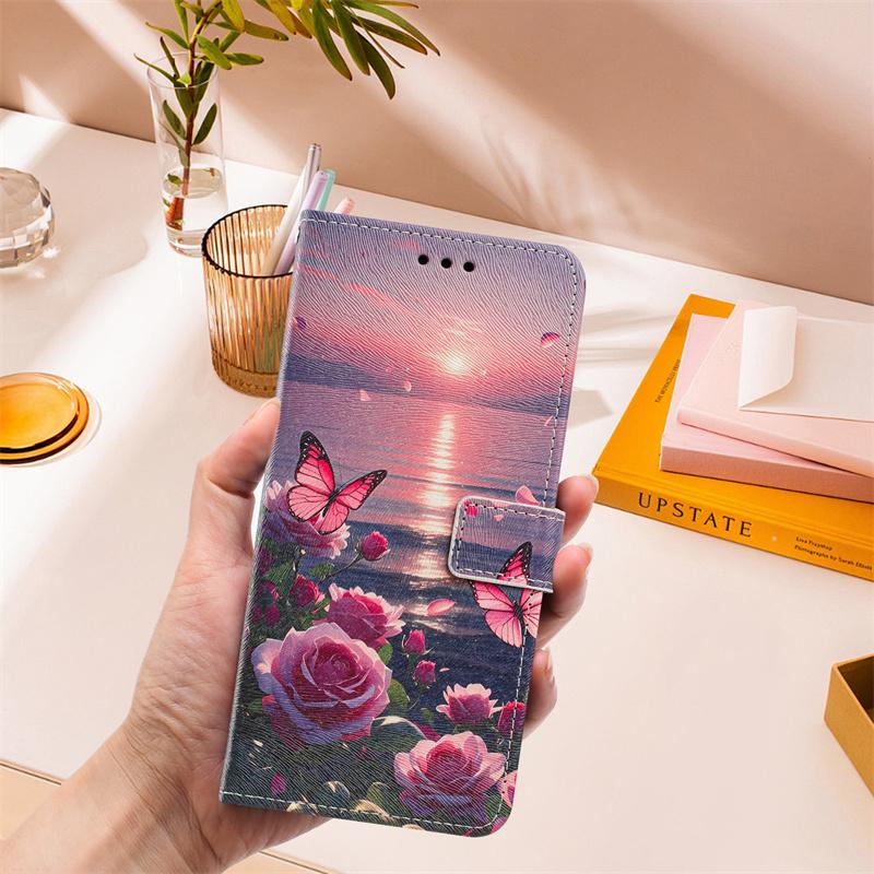 Note15/Note14/Note13 Pro+ Sonnenuntergang Bemalte Hülle für Xiaomi Redmi Note 15 14 13 12 11 Pro 10 9 Pro Plus Brieftasche Lederhülle Hülle
