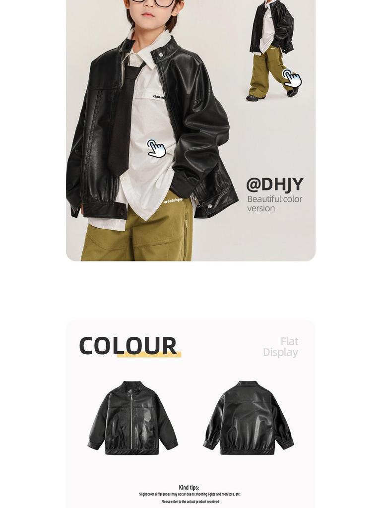 Fairy Tale Boys' Leather Autumn Jacket 2025 - Stylish and Cool Outerwear for Big Boys