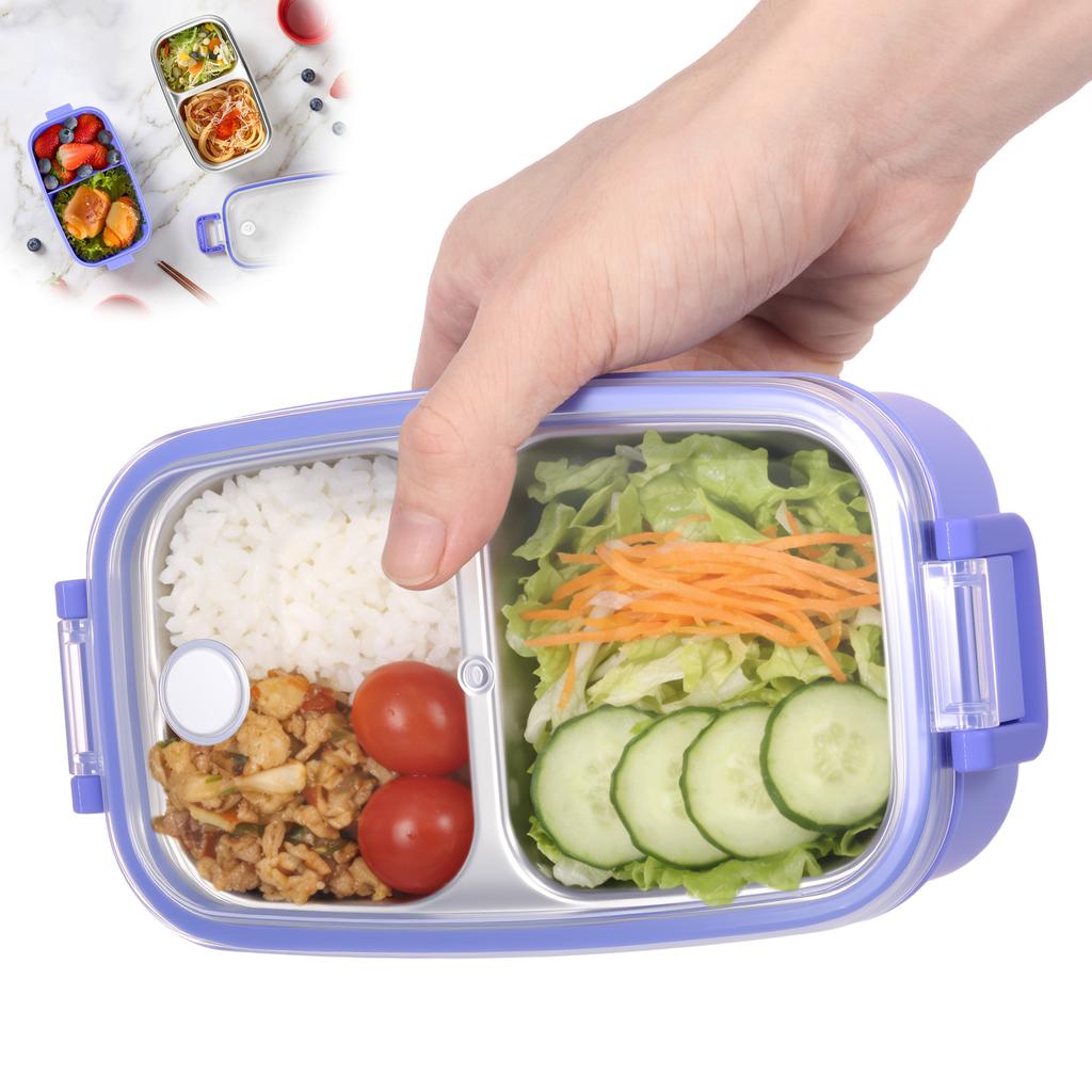 540ml Portable Lunch Boxes 2 Compartment Bento Box Stainless Steel Insulated Heating Food Storage Container Kid Meal Box