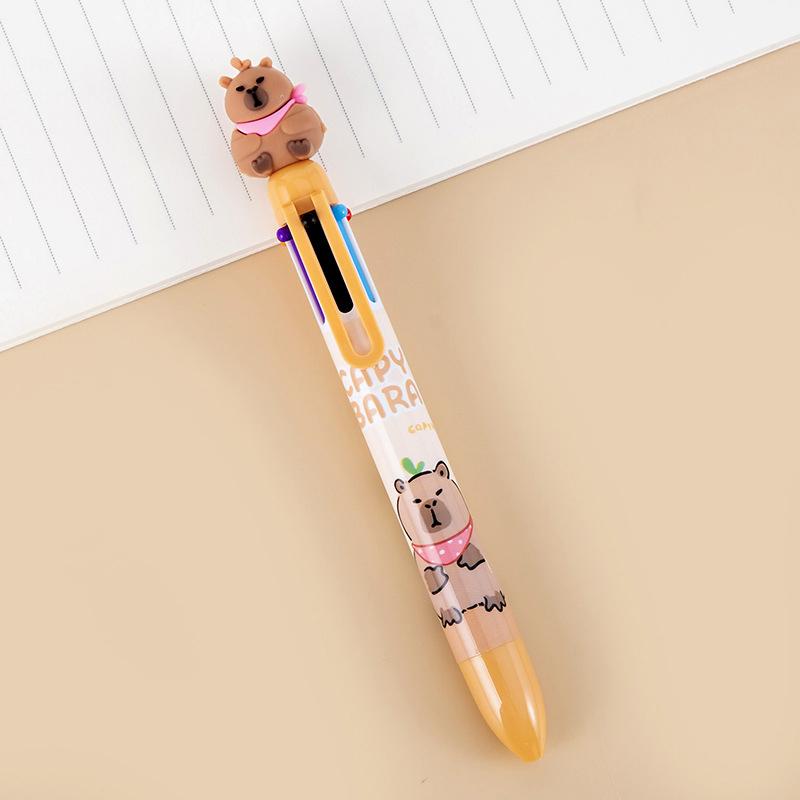 Cartoon Capybara 6-Color Ballpoint Pen Cute Multicolored Gel Pen Durable Pressing Pens School Office Supplies Student Stationery