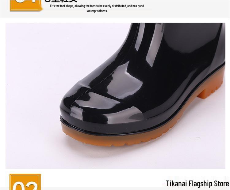 Men's Low-Cut Wear-Resistant Fashion Rain Boots: Non-Slip, Thickened Rubber Galoshes for Construction Sites