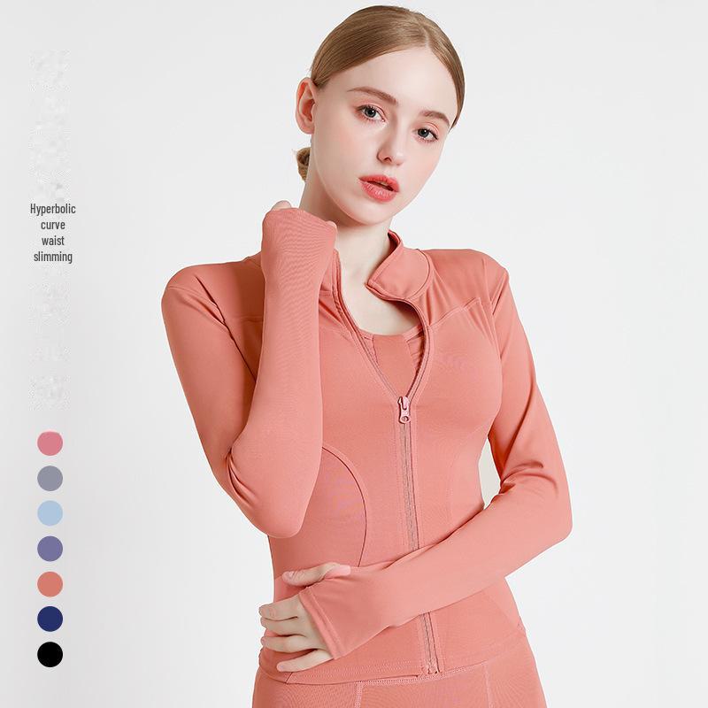 Женская быстросохнущая майка для йоги с воротником-стойкой и куртка для бега XXXL 150-165 jin коралл розовый 1515₽