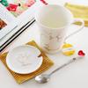 Tierkreiszeichen Keramiktassen-Set: Stilvolle Sternbild-Tasse für Zuhause, Paare, Kaffee und Tee, komplett mit Deckel und Löffel.