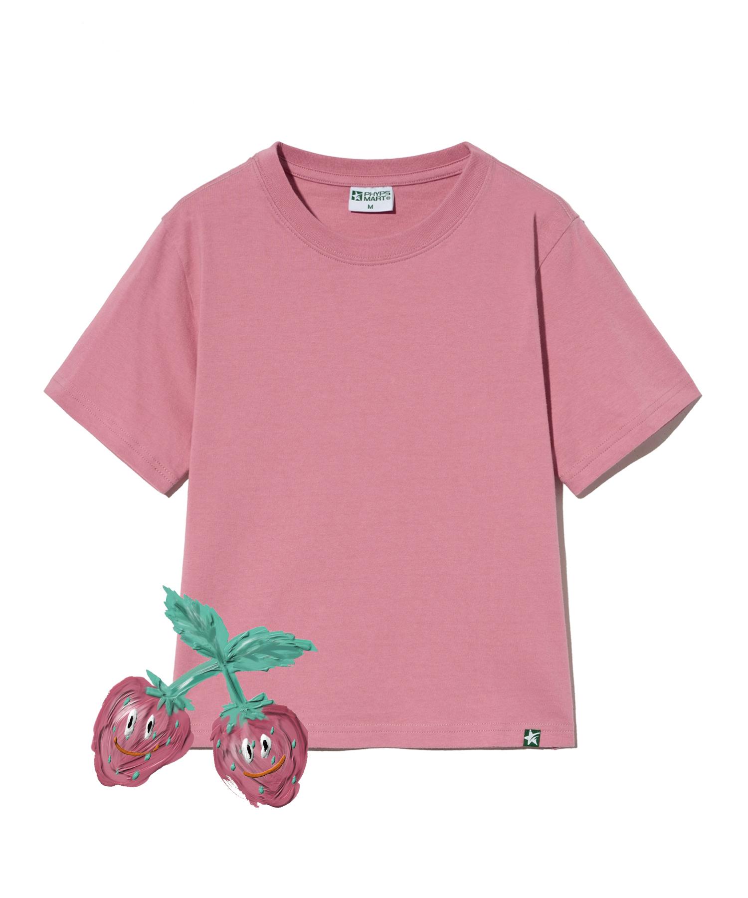 Pibseumateu Strawberry Basic Crop T-Shirt Pink Red/M