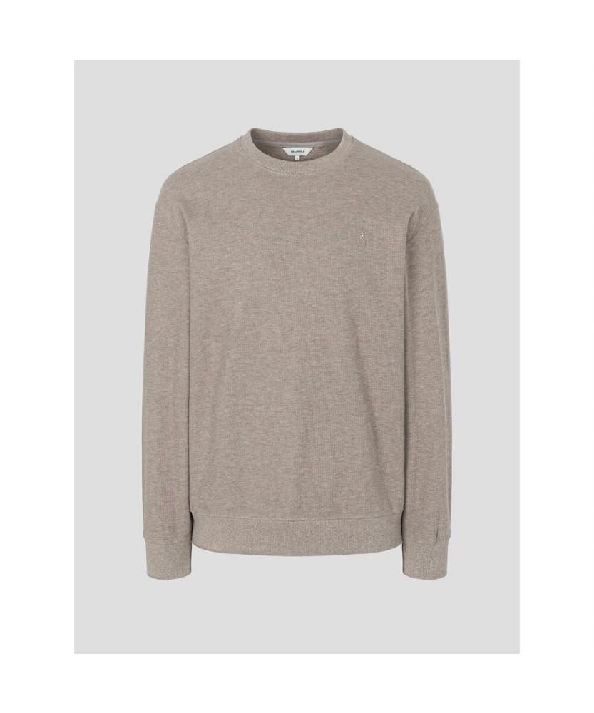 Binpolmen Textured Round Neck Long Sleeve T-Shirt Beige