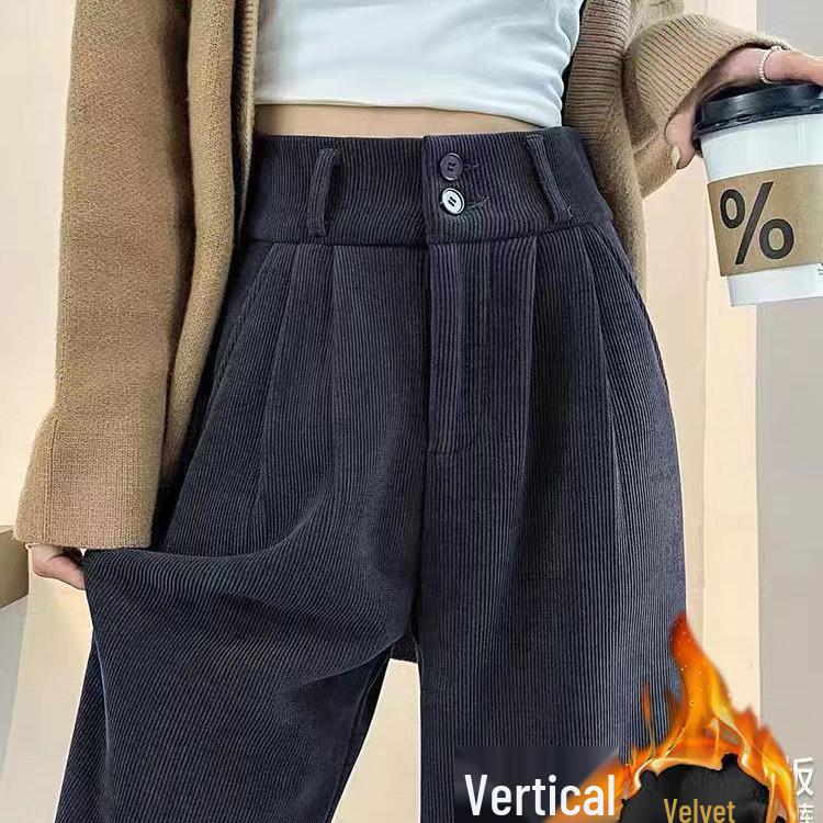 Women's Chenille High-Waisted Wide-Leg Corduroy Pants - Fleece-Lined for Spring, Autumn, and Winter 2025.