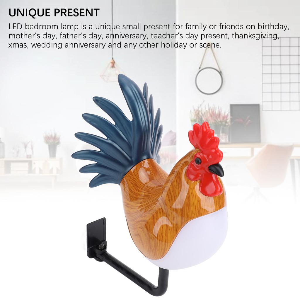 Cordless Wall Sconces with Sound 3 Colors Temperature Rooster Shape Touch Control Dimmable Rechargeable LED Wall Lights for Bedroom