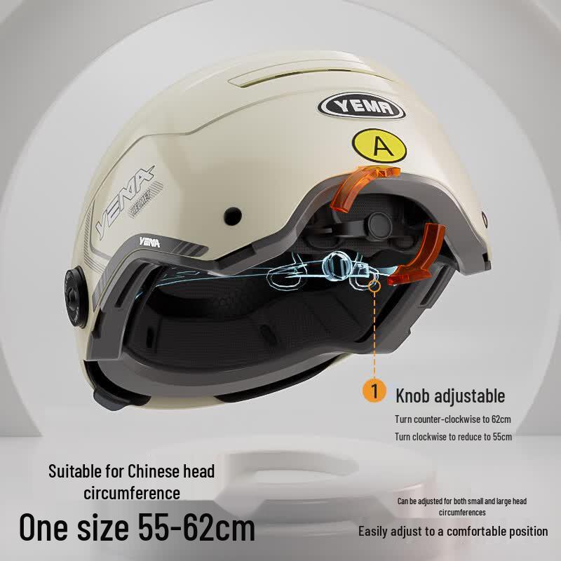 YEMA 370S Dual Visor All-Season Motorcycle & E-Bike Half Helmet