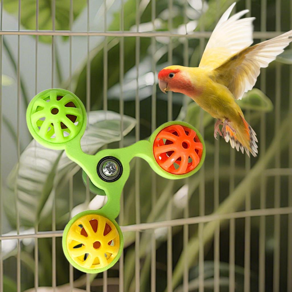 Funny Parrot Toys Interactive Rotating Windmill Toy with Bells Bird Cage Toy for Parrots for Stimulation Entertainment Play Chew