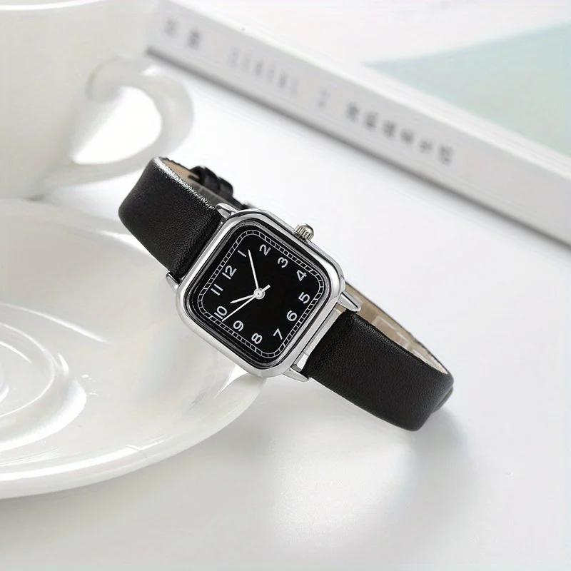 Casual Square Pointer Quartz Watch Analog PU Leather Wristwatch For Women Girls Students