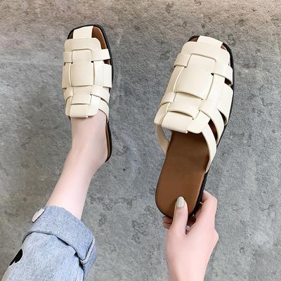 Woven Slippers for Women In 2023 Summer New Flat Bottomed Sandals Outdoor Flat Bottomed Anti Slip Outer Wear Casual Sandals Beach Slippers