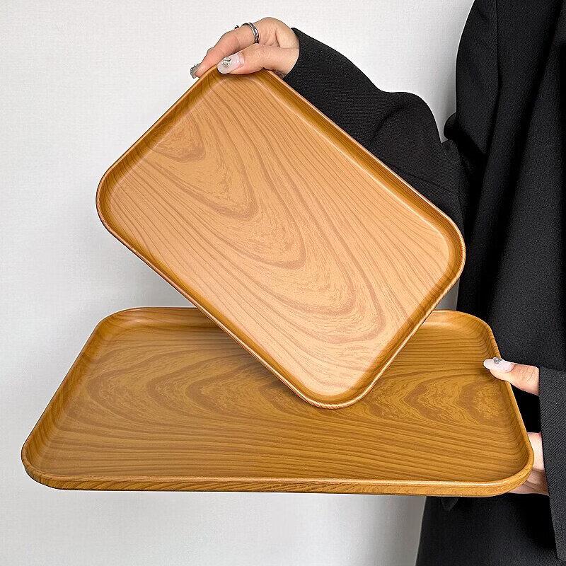 Rectangular Faux Wood Serving Tray