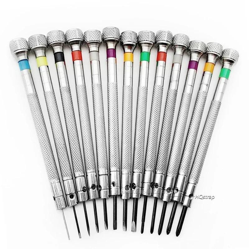 Conjunto de 13 Chaves de Fenda de Precisão 0,6-2,0 mm Aço de Alta Dureza Fenda/Phillips Kit de Chaves de Fenda para Relojoeiros Ferramentas de Reparo de Relógios