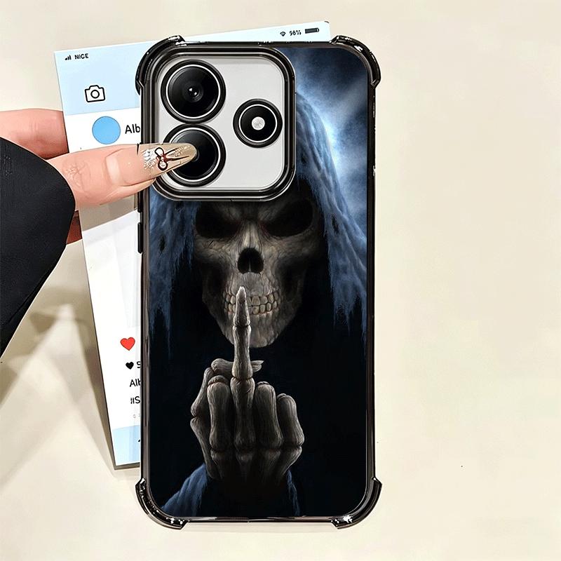 Coque de téléphone plaquée style amusant avec squelette de la Faucheuse pour Xiaomi Poco X5 X6 X7 X8 Pro Max F8 Ultra F7 M8 M7 M5S Redmi 15C 15 14C 1