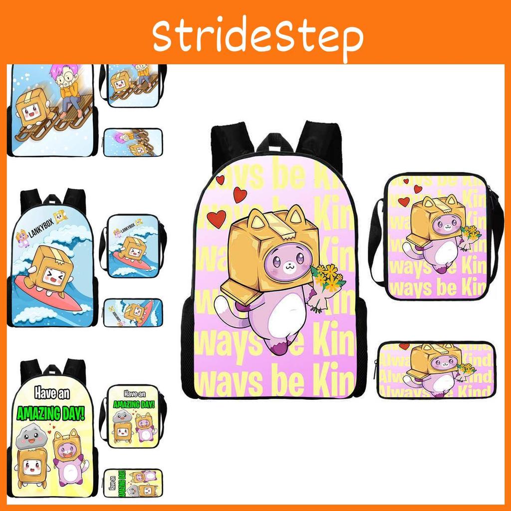 Lankybox Cartoon Pattern Backpack Shoulder Bag Pencil Case Three Piece Set
