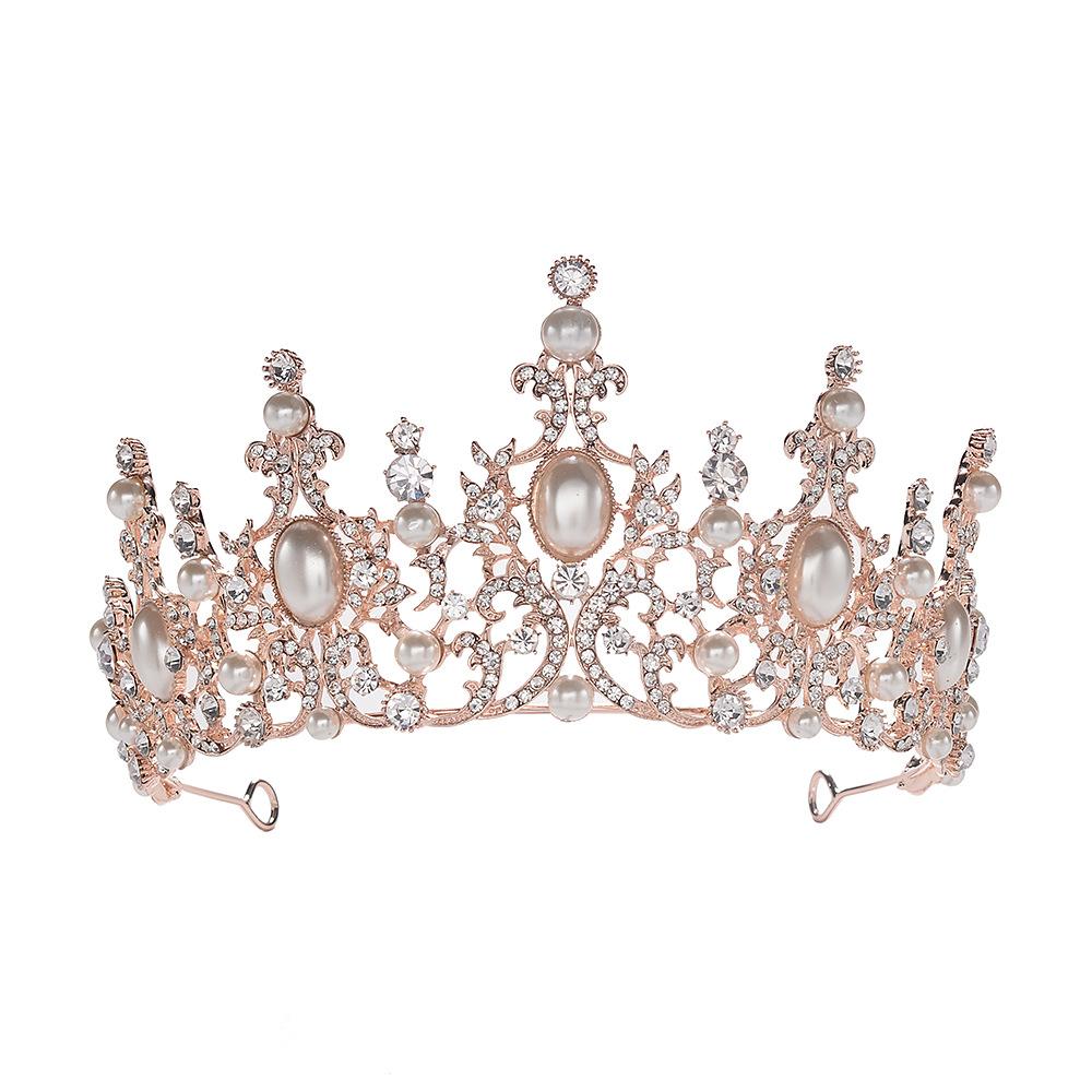 

Корейская свадебная бижутерия корона, ободок из розового золота с жемчугом, свадебные аксессуары из сплава корона
