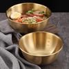 Stainless Steel Salad Bowl Rice Cold Noodles Lamian Noodles Bowl Cuisine Tub Kitchen Tableware Food Container Gold and Silver