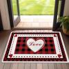Checked Heart Print Doormat Sweet Cute Home Decor Rug Water-absorbent Non-slip Mat for Doorway Living Room Valentine's Day Dec