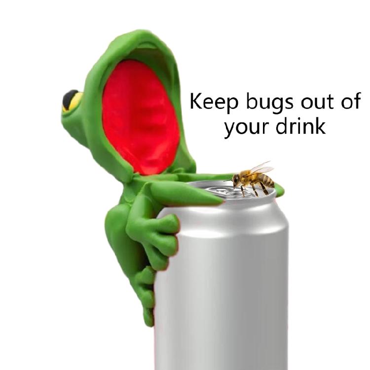 Funny Frogs Statue Drink Lid Decorative Waterproof Can Cover For Sodas Beers Party Decoration Supplies Summer Essential