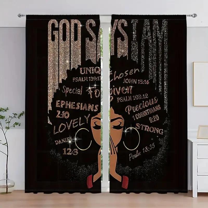 

Set Of 2 Cute Princess Style Patterned Printed Curtains Window Decorations Home Room Curtain Polyester W100*H70(CM)-Hooks&1PCS