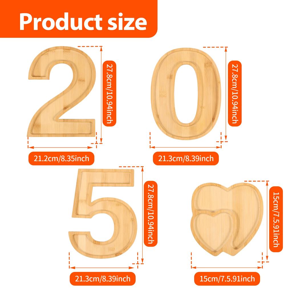Charcuterie Boards Fillable Number Boxes Wood Charcuterie Board Number Serving Tray Charcuterie Display Tray for Desserts Fruits